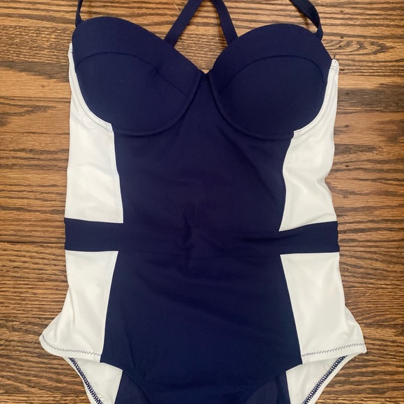 Nwt Tory Birch Two-Tone One Piece Swimsuit - Picture 9 of 9